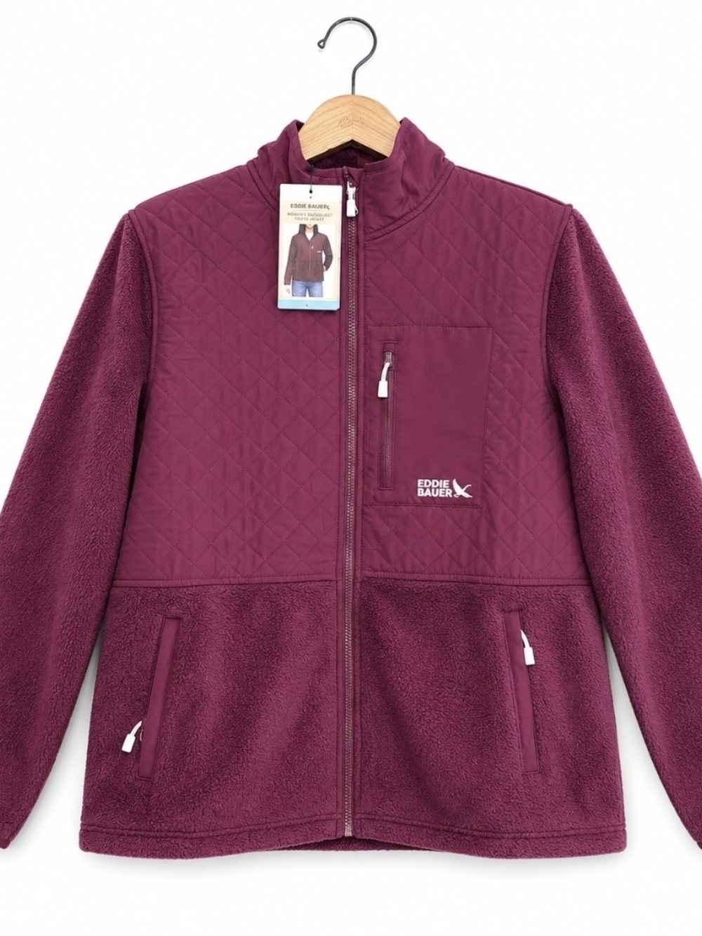 Eddie Bauer Womens Quilted & Fleece Jacket - Plum